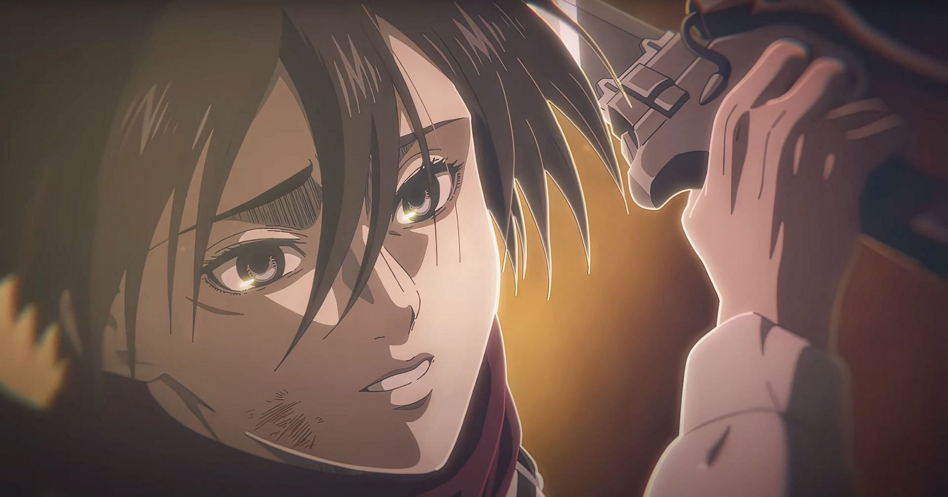 Mikasa Ackerman as seen in anime (Image via MAPPA)