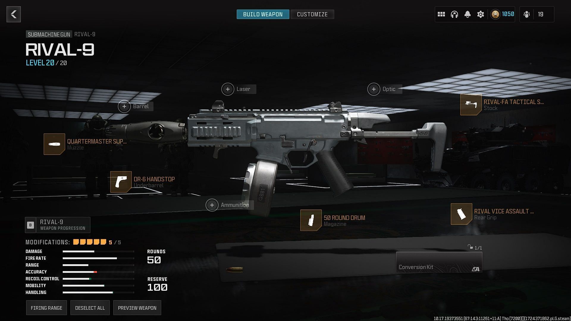 Buffed Rival-9 loadout in Warzone Season 5 Reloaded (Image via Activision)