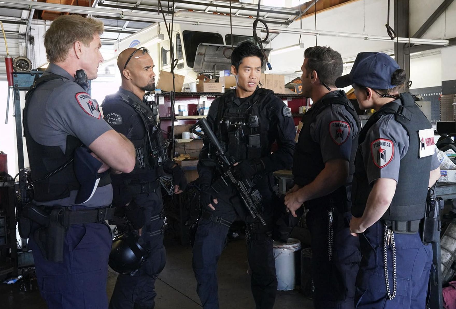 Shemar Moore, Kenny Johnson, and David Lim in S.W.A.T. (Image via CBS)