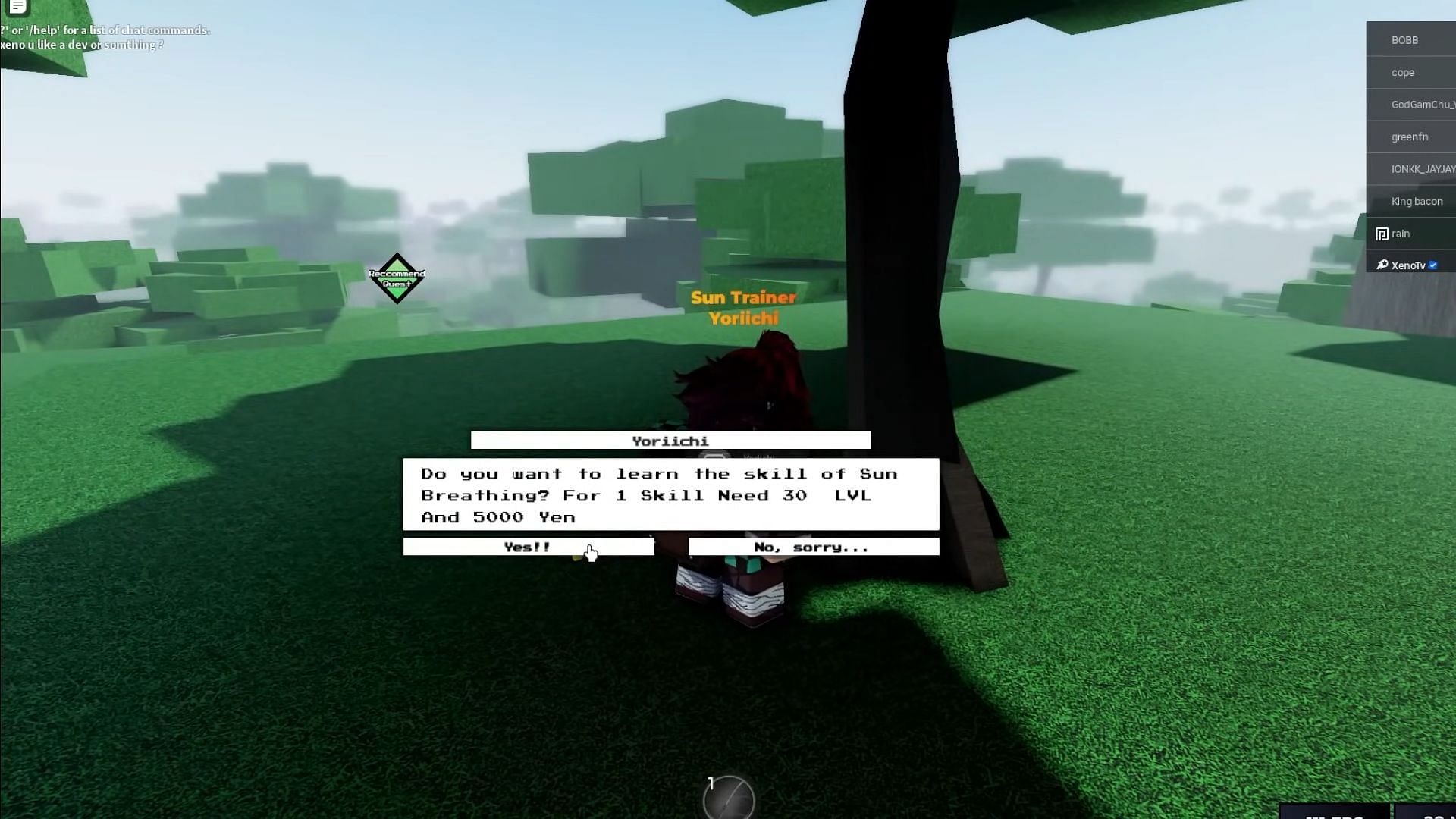 Learning Sun Breathing (Image via Roblox || XenoTy on YouTube)