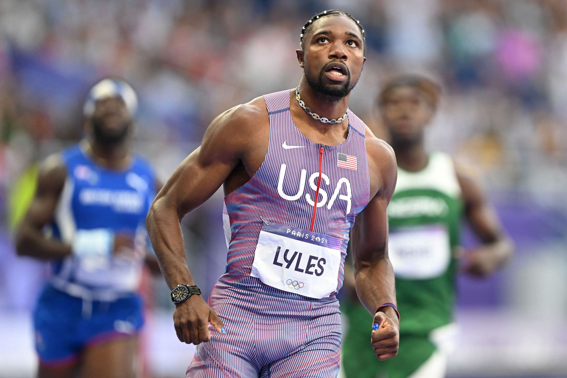 Lyles at the day 9 of the Paris Olympics (Image via: Getty Images)