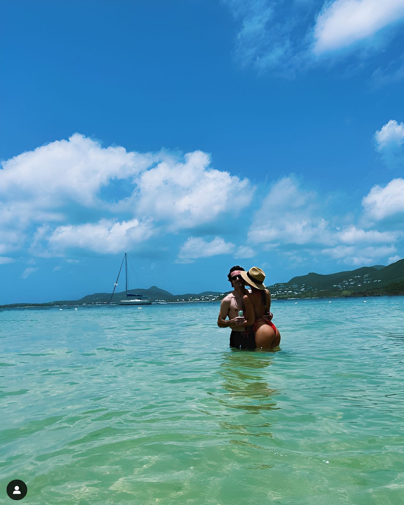 Gianna Tulio with Ryan Blaney in the Caribbean Sea at Pinal Island (Source: @giannatulio on Instagram)