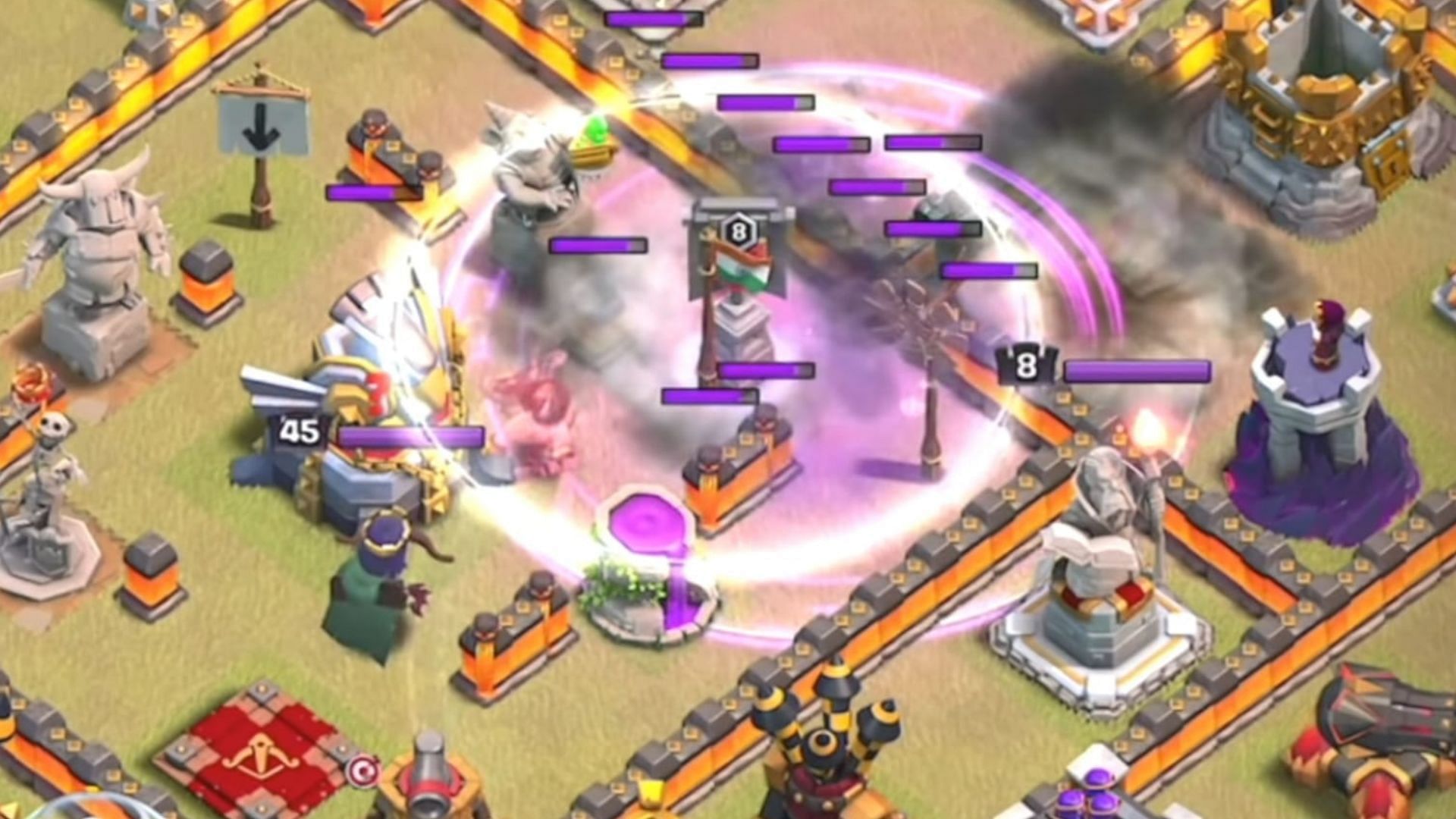 Regularly drop the Invisible spells on Super Wizards to protect them from defenses damage (Image via Supercell)