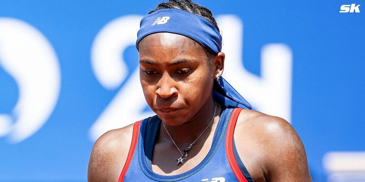 Coco Gauff reacts at the 2024 Paris Olympics. (Image: Getty)