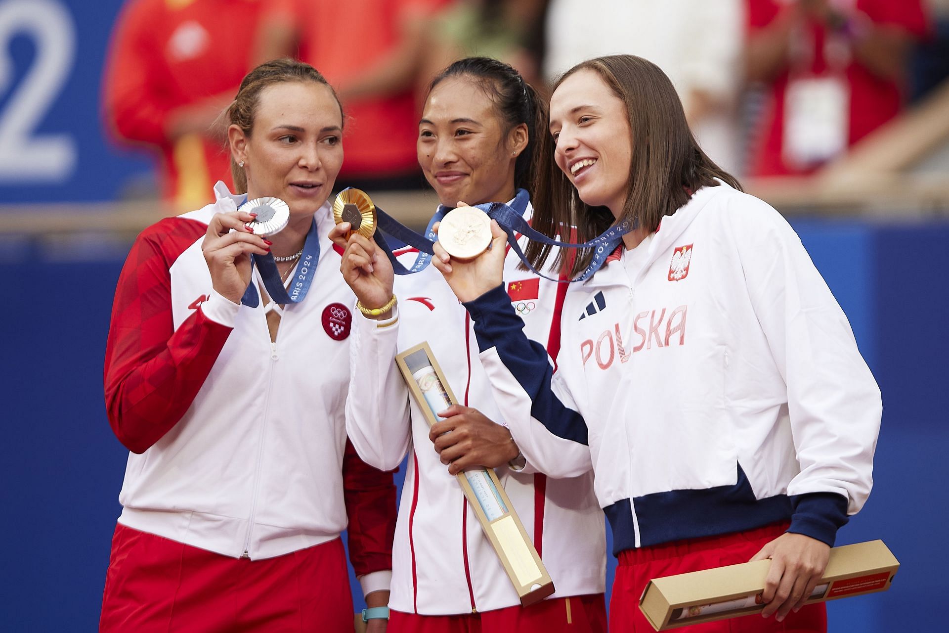 The women's singles medalists at the Paris Olympics 2024. (Photo: Getty)