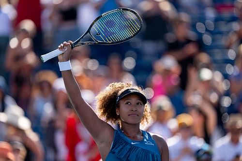 Naomi Osaka after winning her first-round match against Ons Jabeur at the 2024 National Bank Open in Toronto