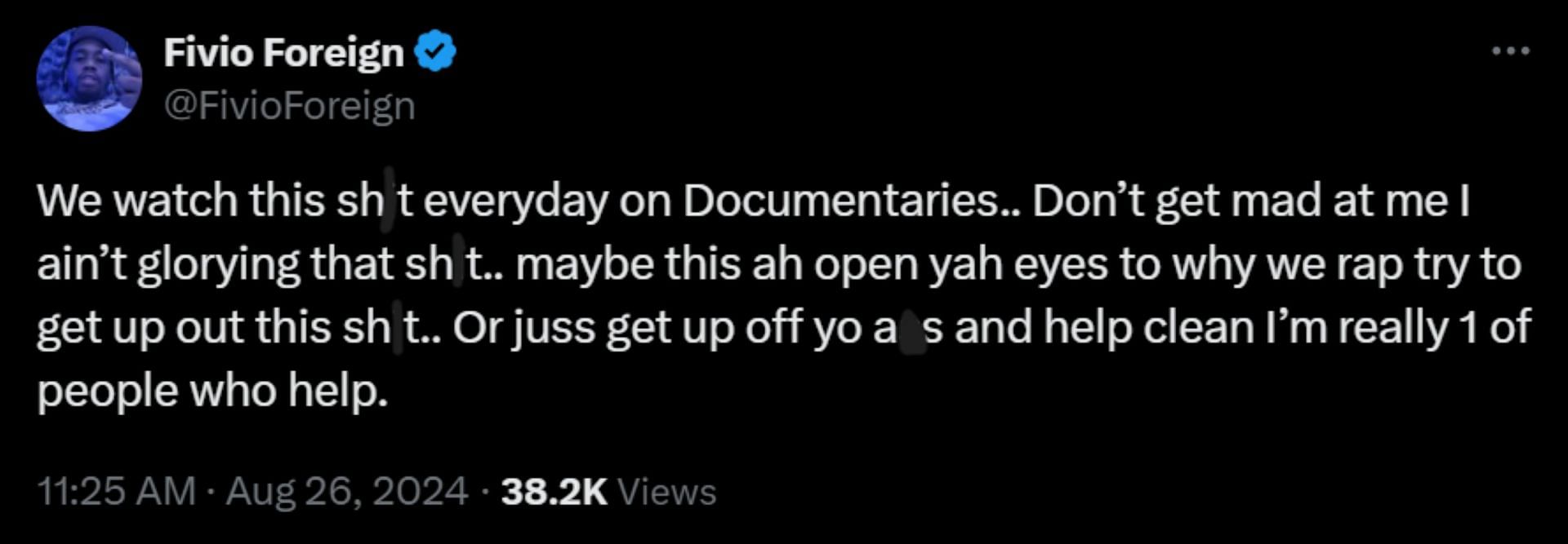 The rapper took to X to address the controversial drugs video (Image via X)