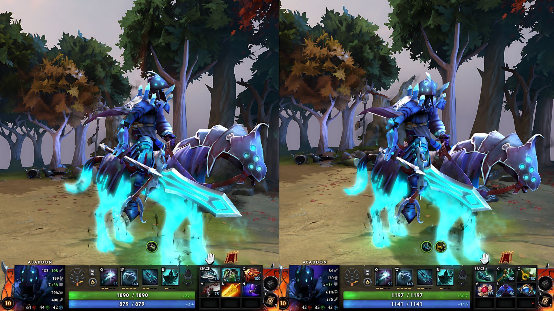 Abaddon&#039;s position 3 and 5 builds (Image via Valve)