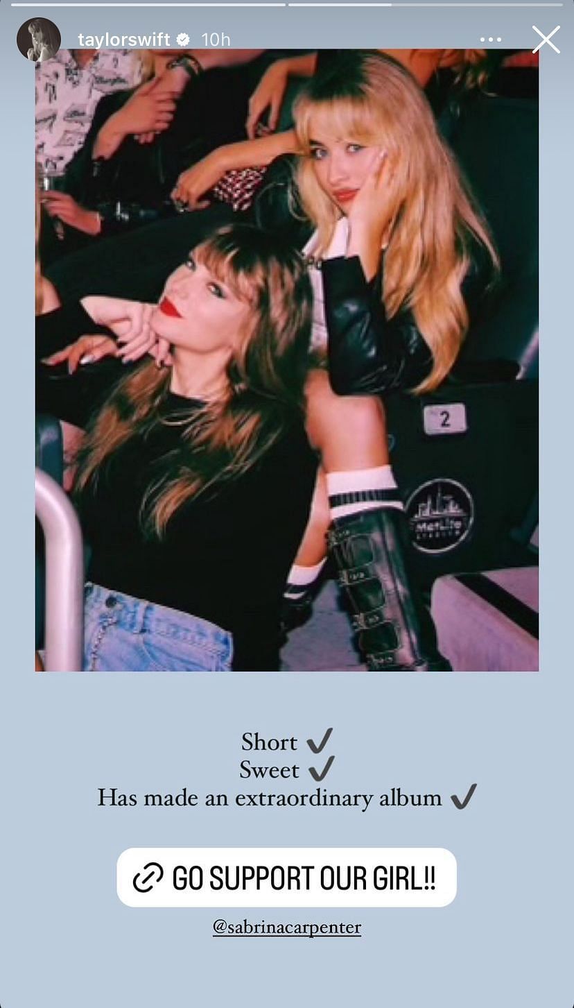 Swift also recommended the new music album by Sabrina Carpenter called Short &lsquo;n Sweet