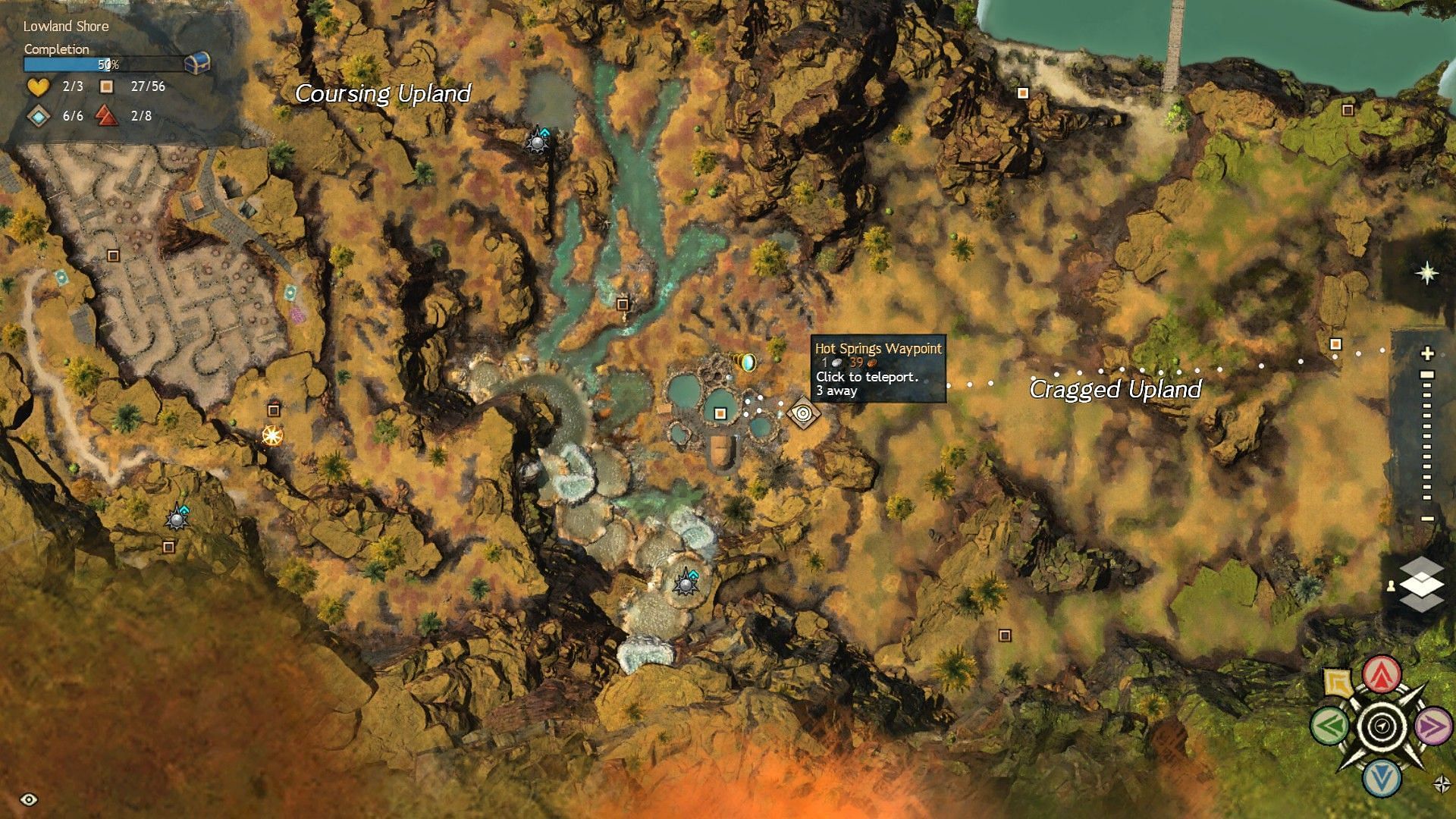 Hot Spring waypoint in Guild Wars 2 (Image via Arena Net)