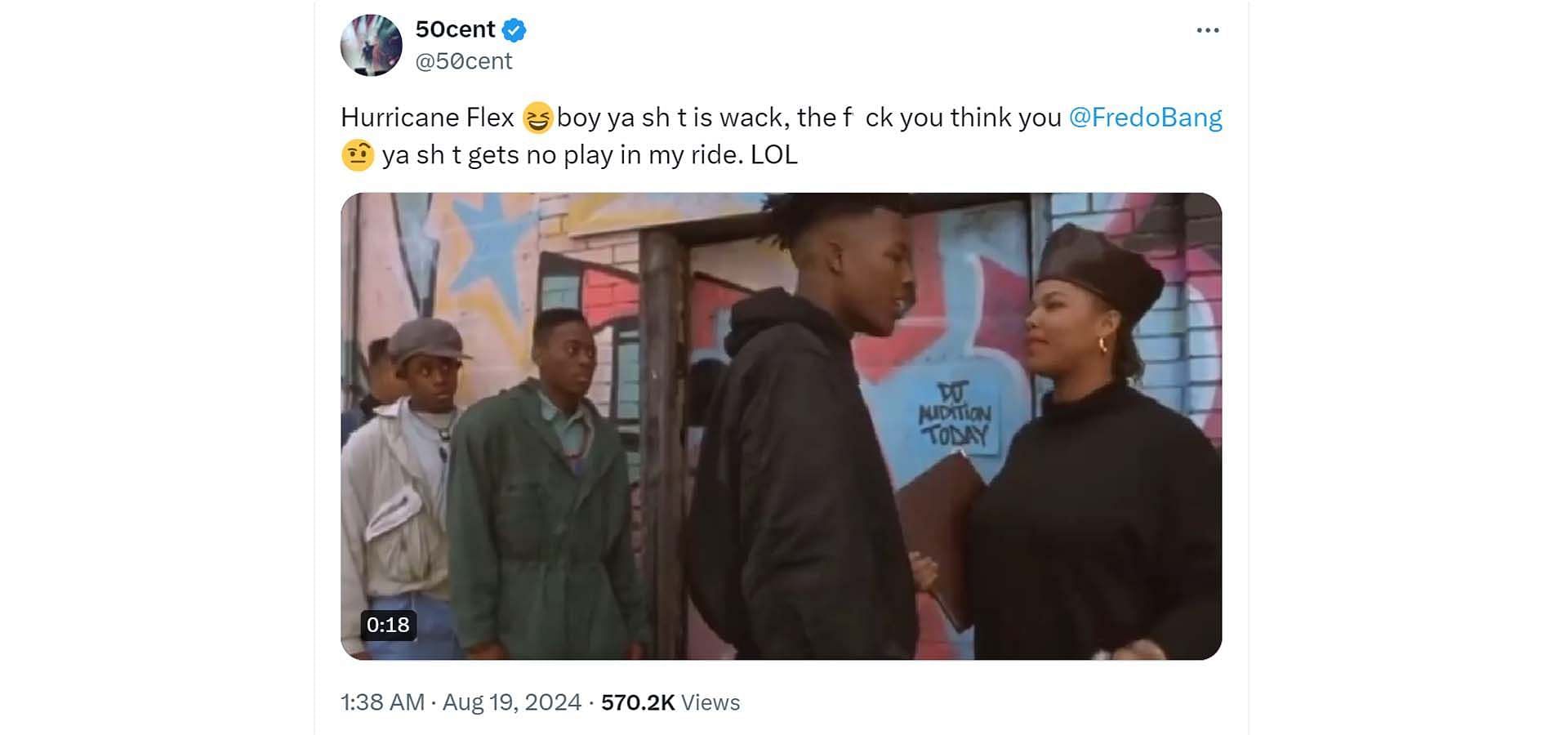 50 Cent reacting to the tirade (Image via X/ @50cent)