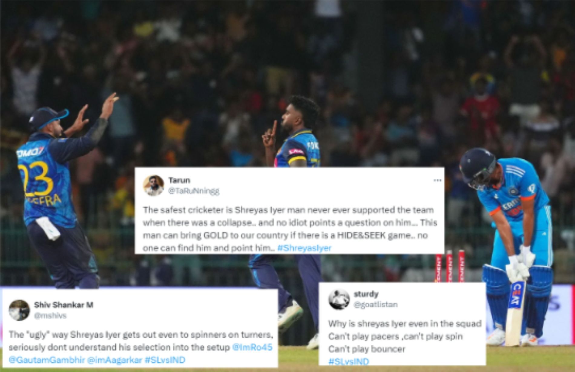 "This man can bring GOLD to our country if there is a HIDE & SEEK game" - Fans slam Shreyas Iyer for another failure with the bat in IND vs SL 3rd ODI