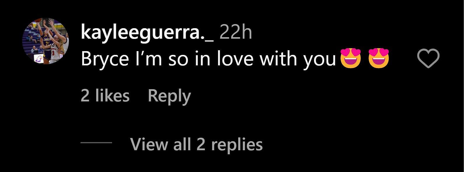 A fan commented on Instagram (IG: @kayleeguerra._)