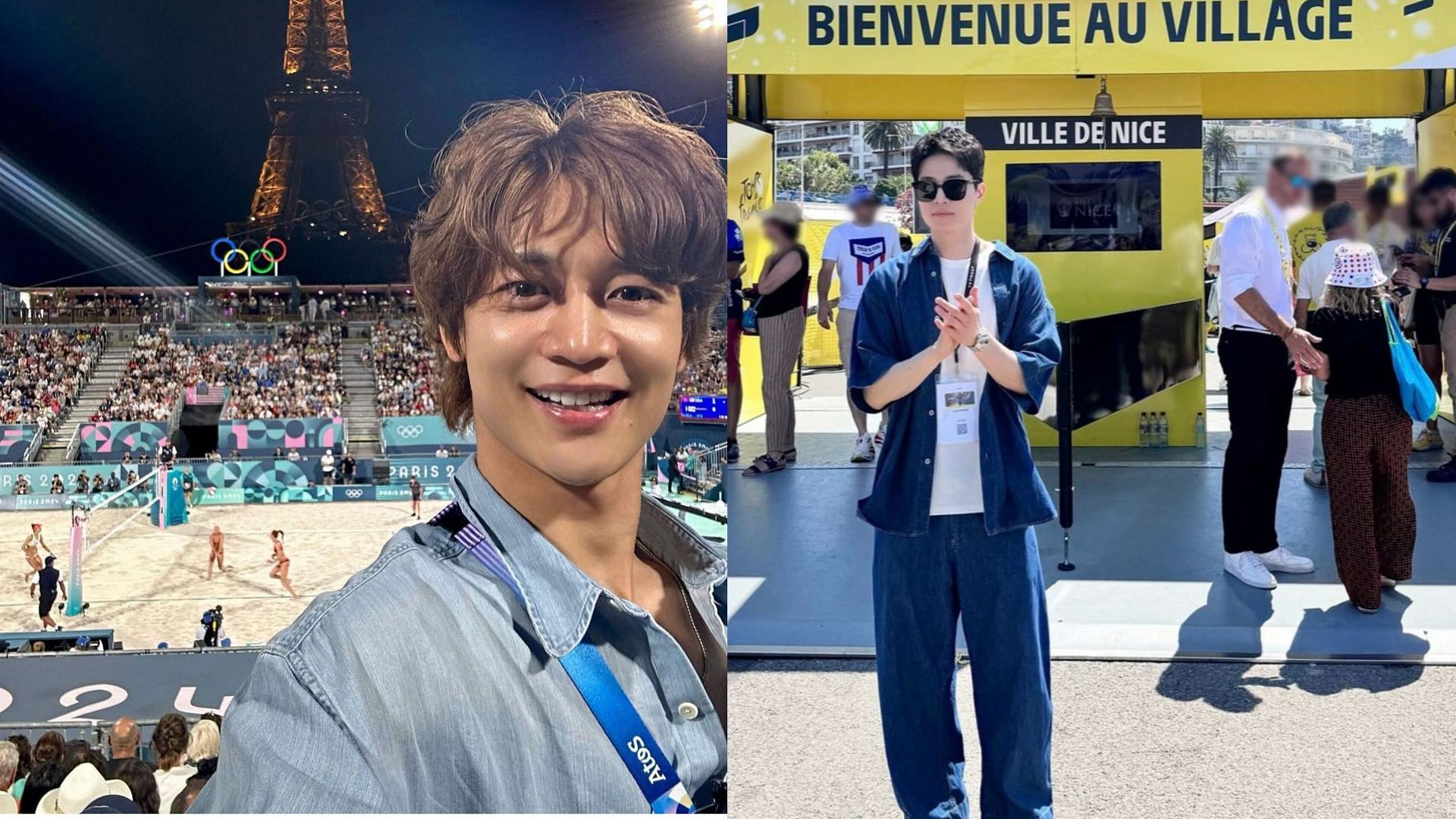 Lee Dong-wook and Minho captured enjoying at the 2024 Paris Olympics (Images via Instagram/@leedongwook_official &amp; @choiminho_1209)