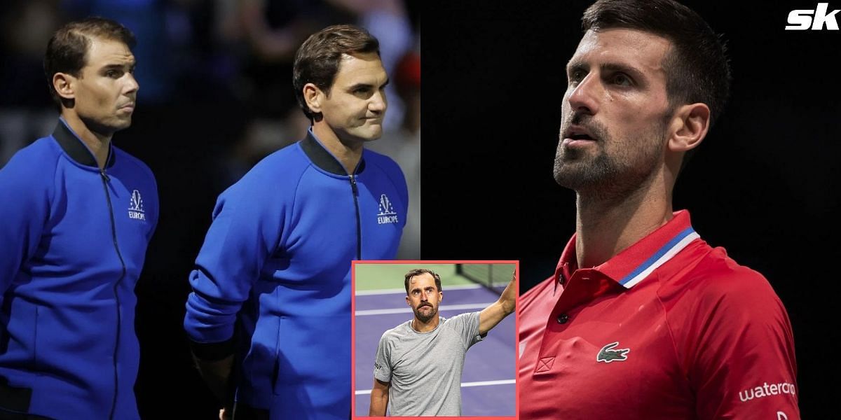 Rafael Nadal and Roger Federer (L), Novak Djokovic (R), &amp; Steve Johnson (Inset)