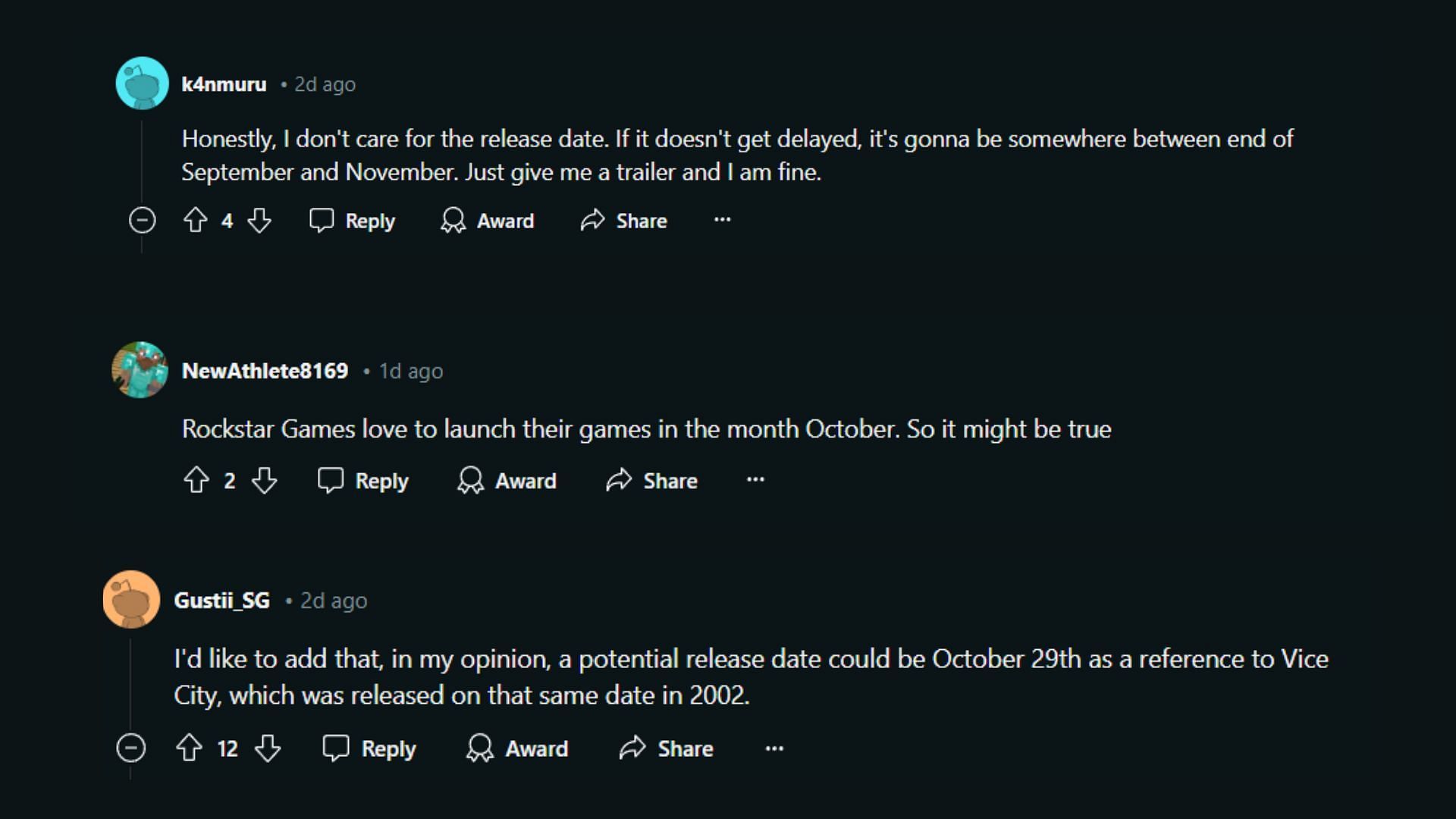 Fans speculate the possible release date of GTA 6 (Image via Reddit)