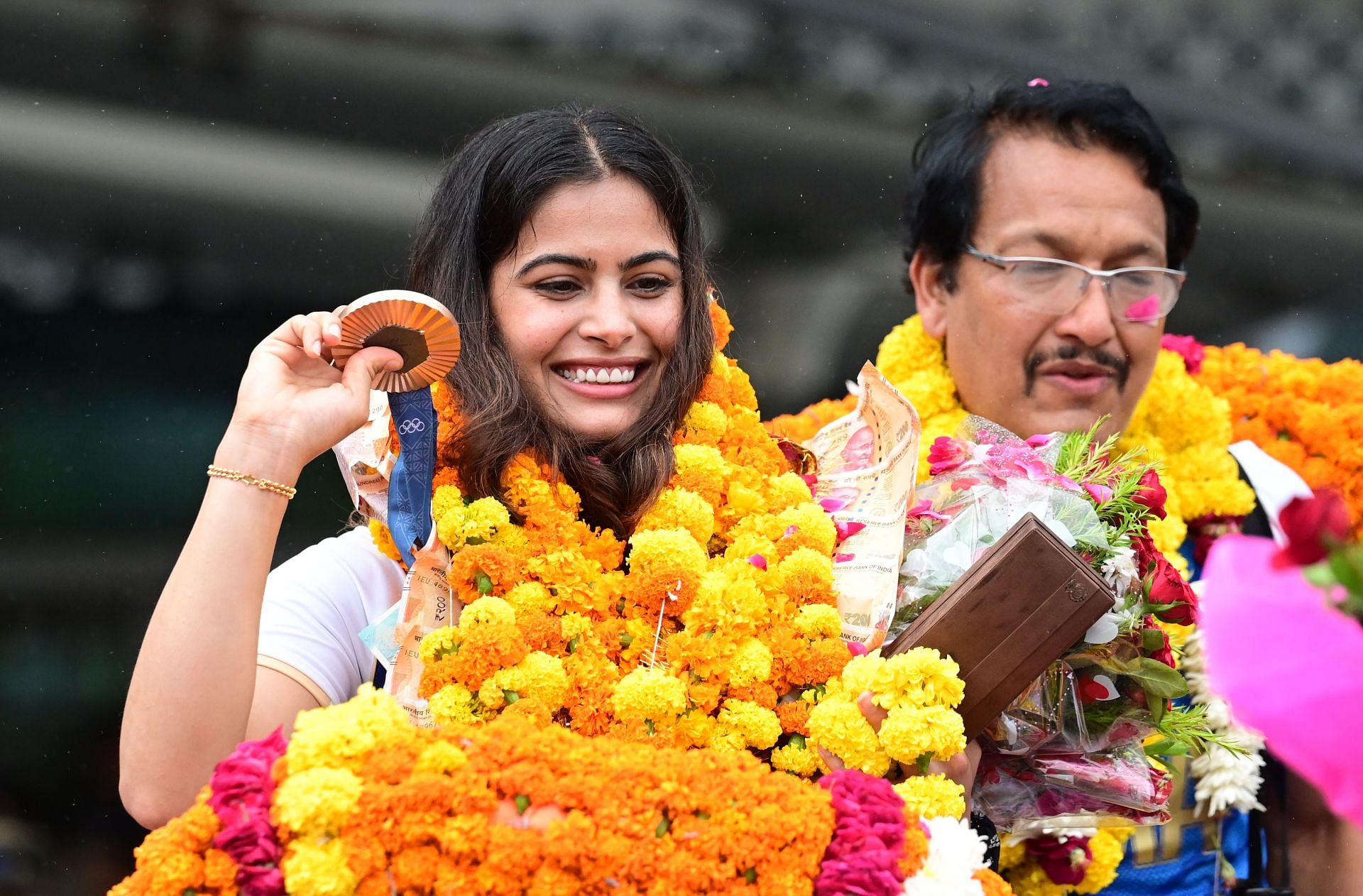 Double Olympic Bronze Medal Winning Shooter Manu Bhaker Arrives Home To Grand Reception - Source: Getty