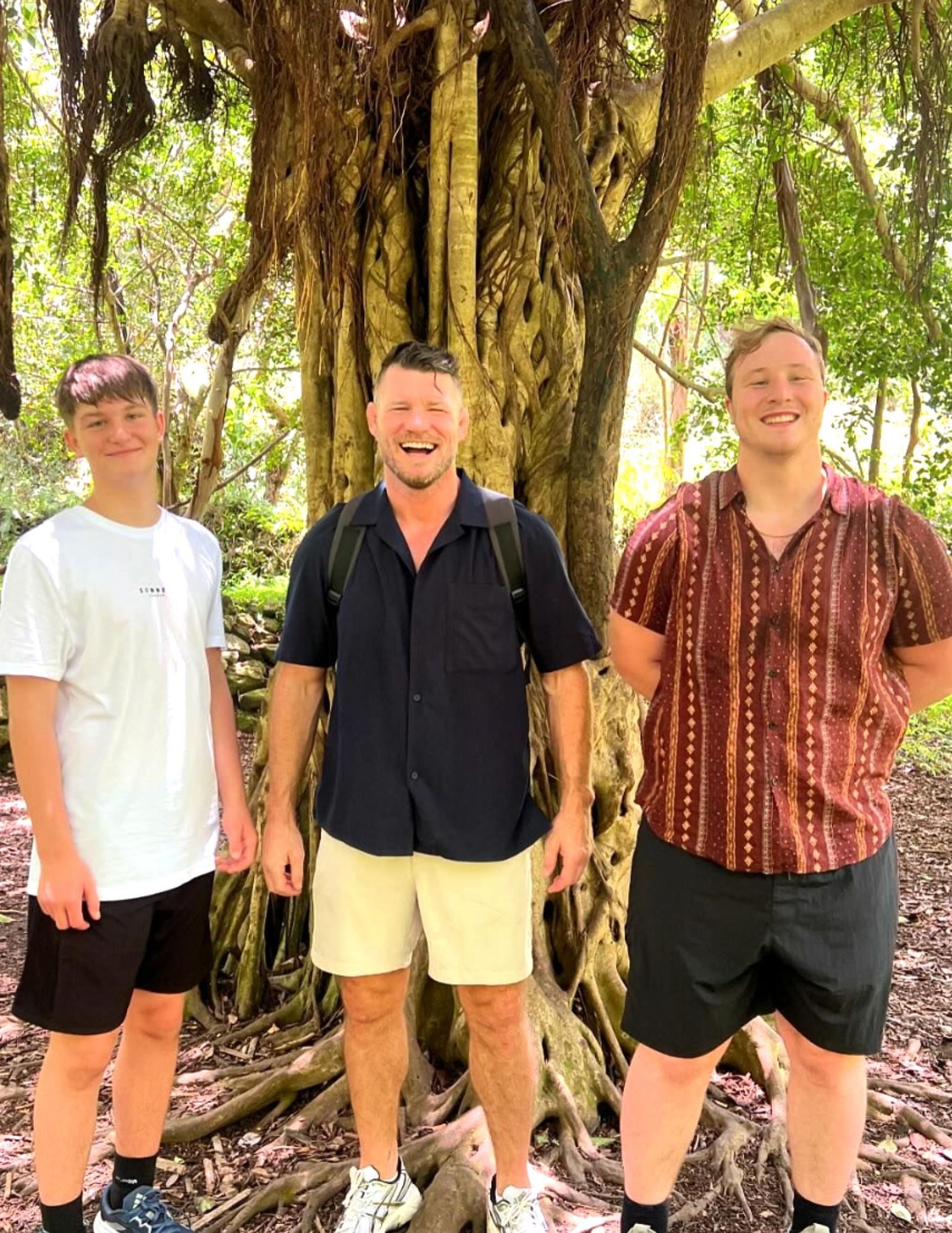 Michael Bisping (center) with his sons Callum (right) and Lucas (left). [Image courtesy: @mikebisping on Instagram]