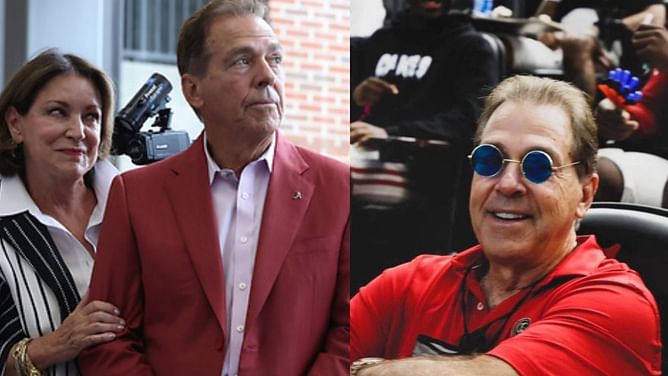 WATCH: Nick Saban's wife Miss Terry has a fitting reply to a fan flirting with former Alabama coach on ESPN College GameDay