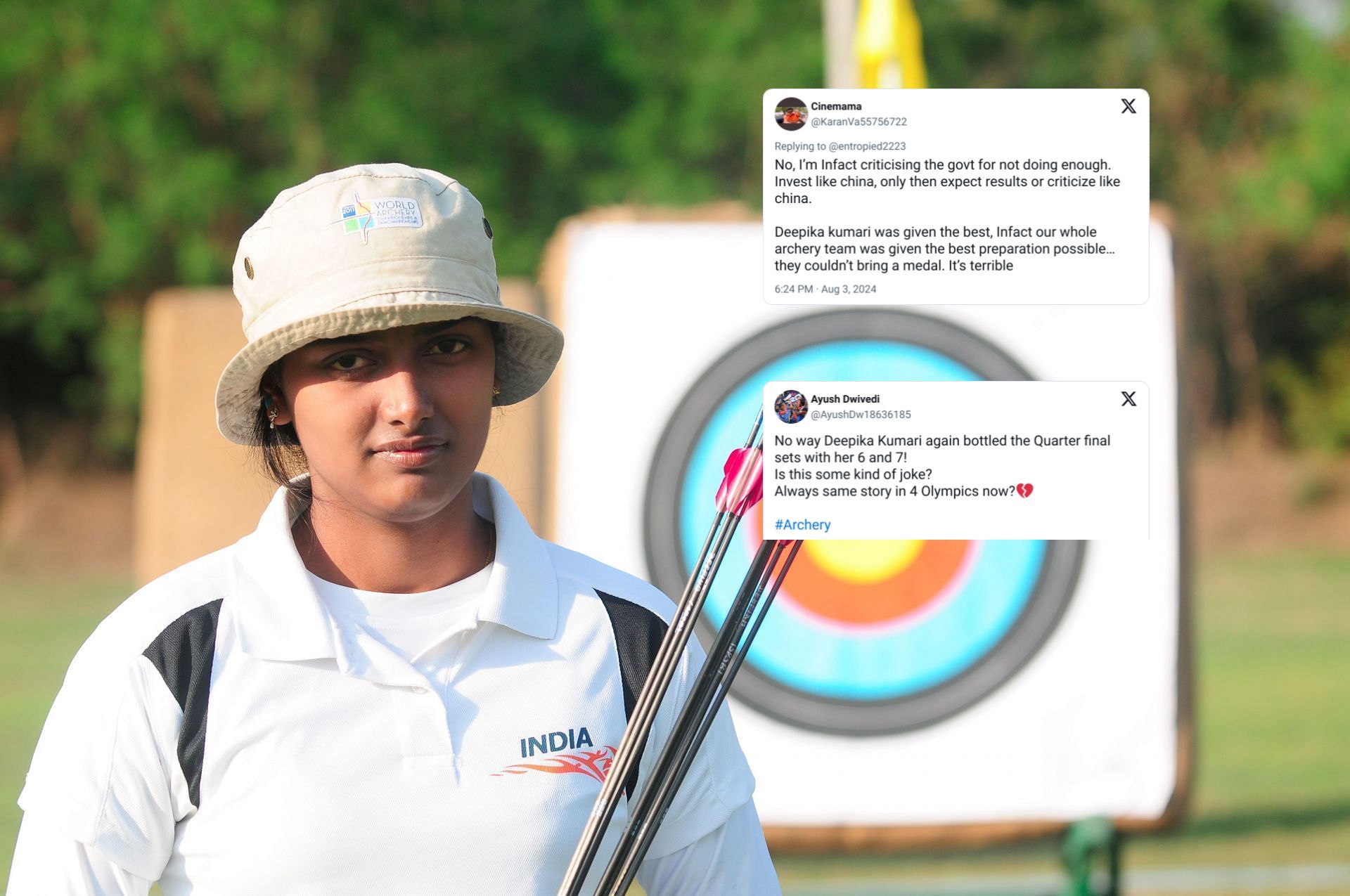 Deepika Kumari (Images via Getty, X@AyushDw18636185 and X@KaranVa55756722)