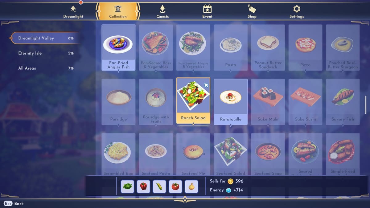 All 5 Star Meals in Disney Dreamlight Valley