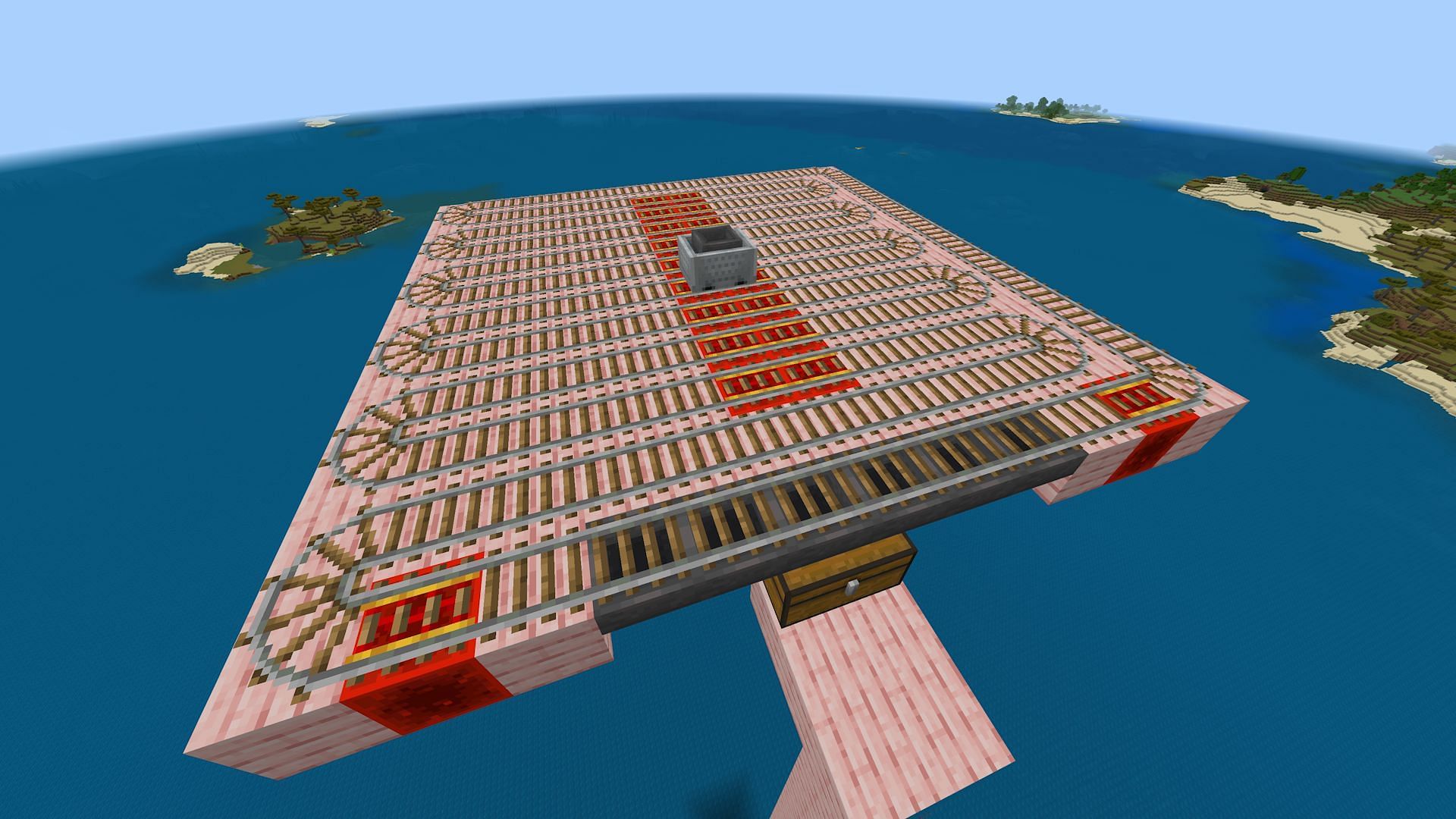 The looping railway added to the farm (Image via Mojang)