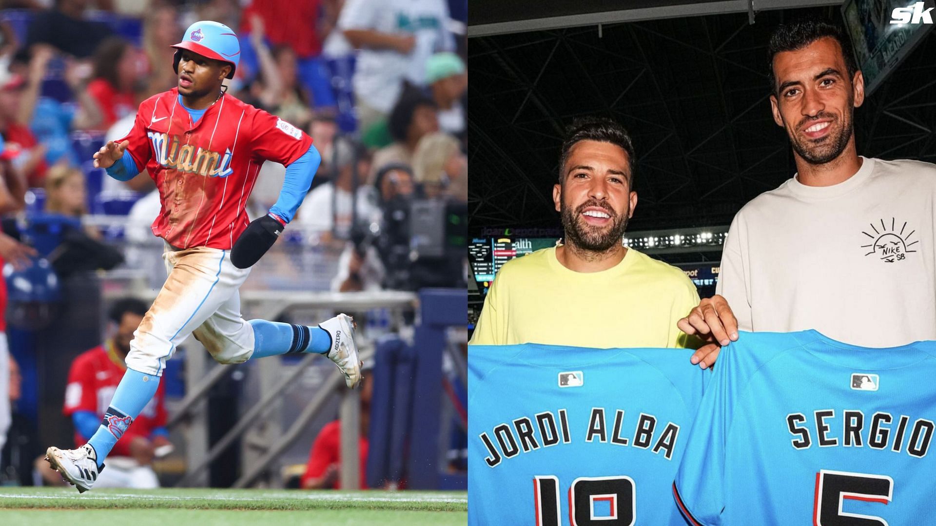 Soccer sensations Jordi Alba &amp; Sergio Busquets bring star power to Marlins game at LoanDepot Park (Image source - Getty/Miami Marlins Instagram)