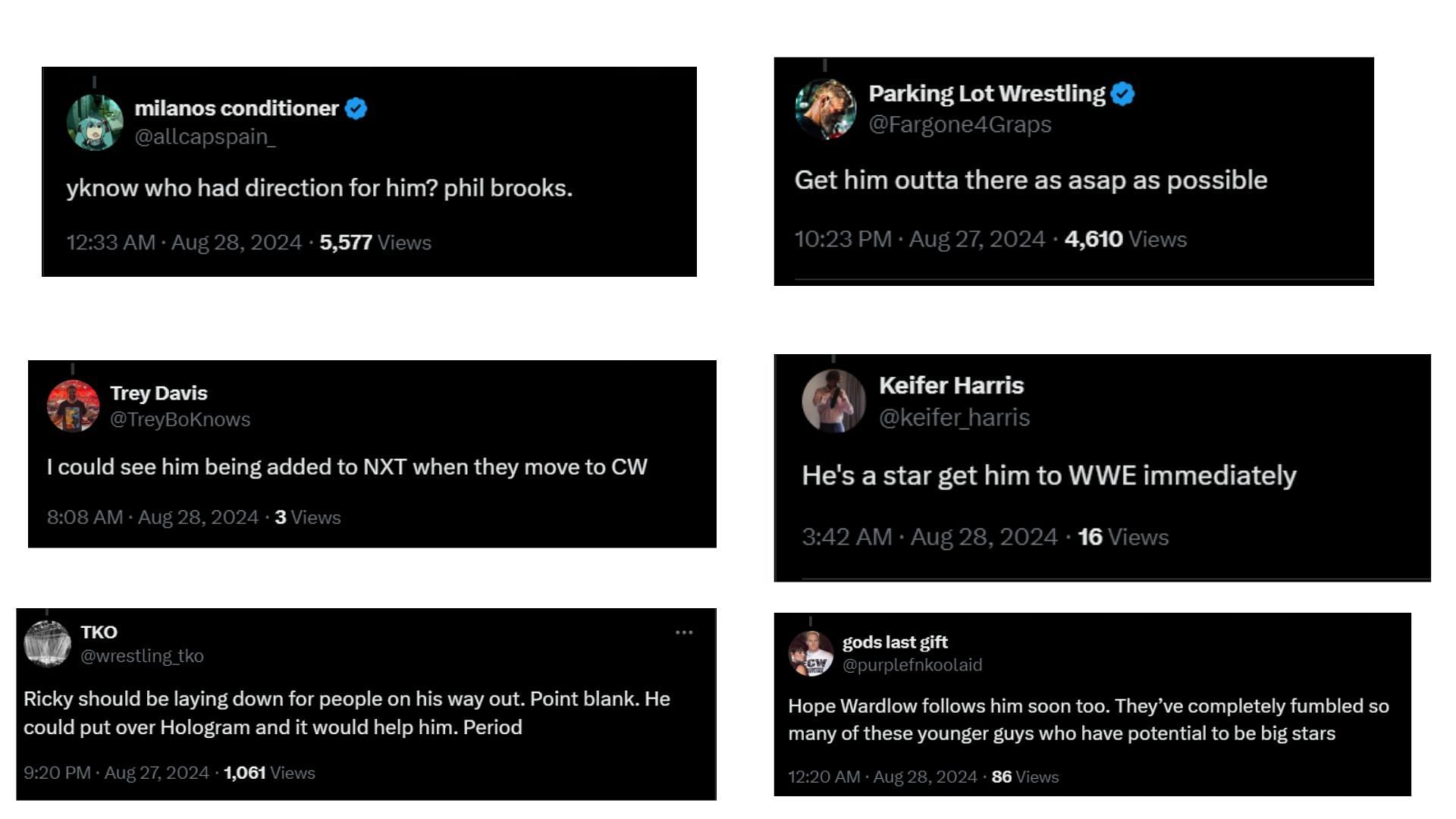 Fan reactions to Ricky Starks&#039; reported status in AEW currently [Source: Fans&#039; X/Twitter profiles]