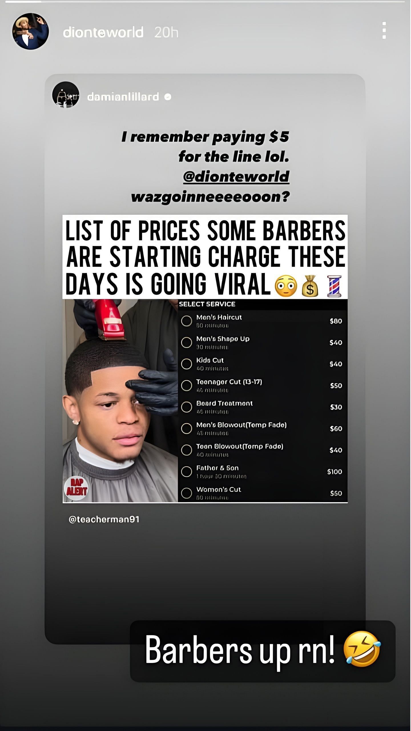 Designer Barber's reply to Lillard