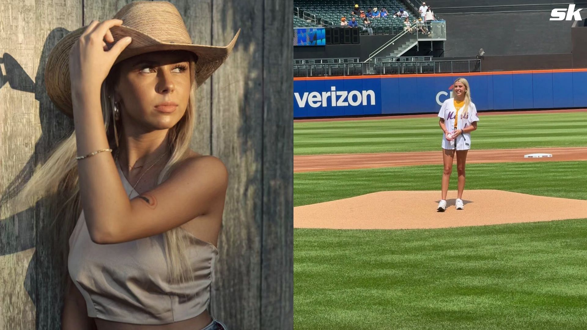 Hailey Welch defends her ceremonial first pitch at Citi FIeld (Image Source: Facebook and X.com)