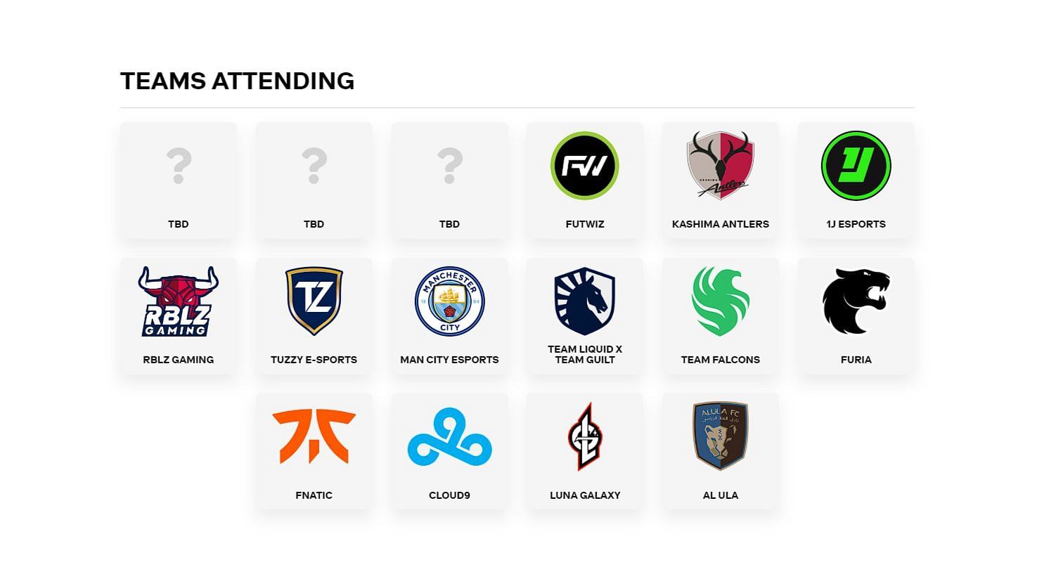 Teams taking part in EA FC 24 World Cup (Image via Esports World Cup)