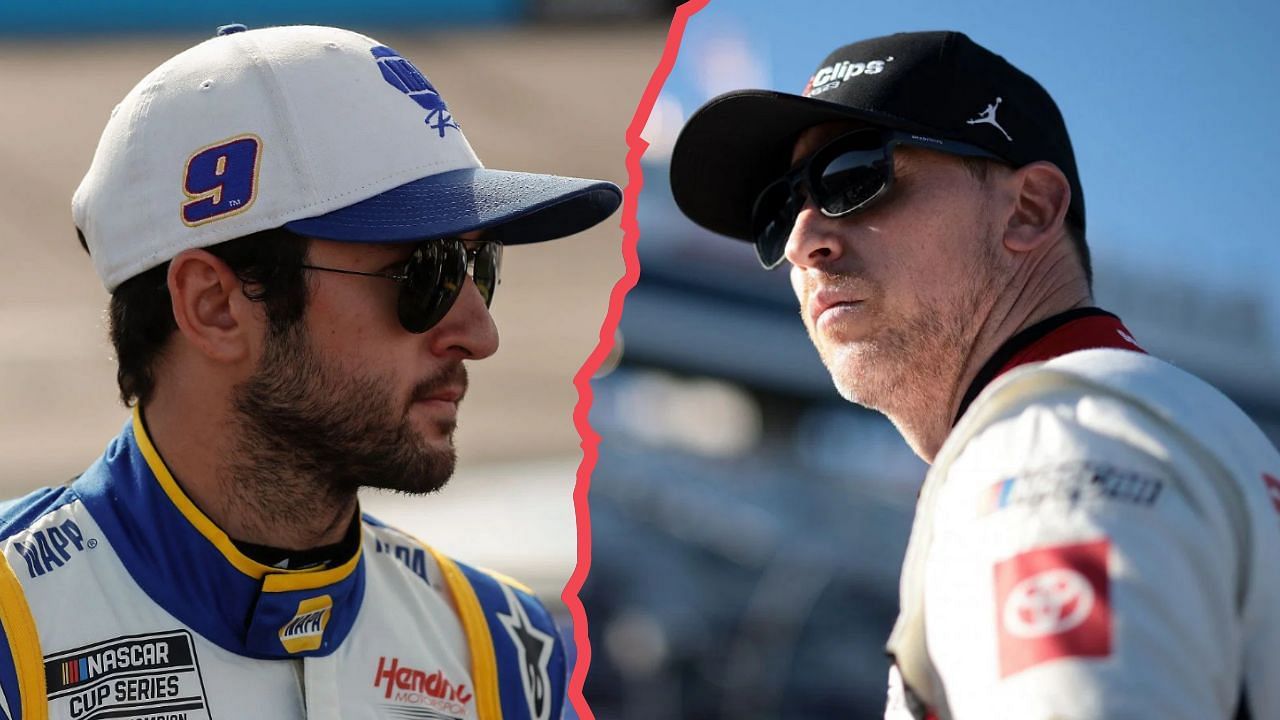 Chase Elliott and Denny Hamlin were involved in an on-track incident at the First Data 500 playoff race in 2017 (images: all via Getty)