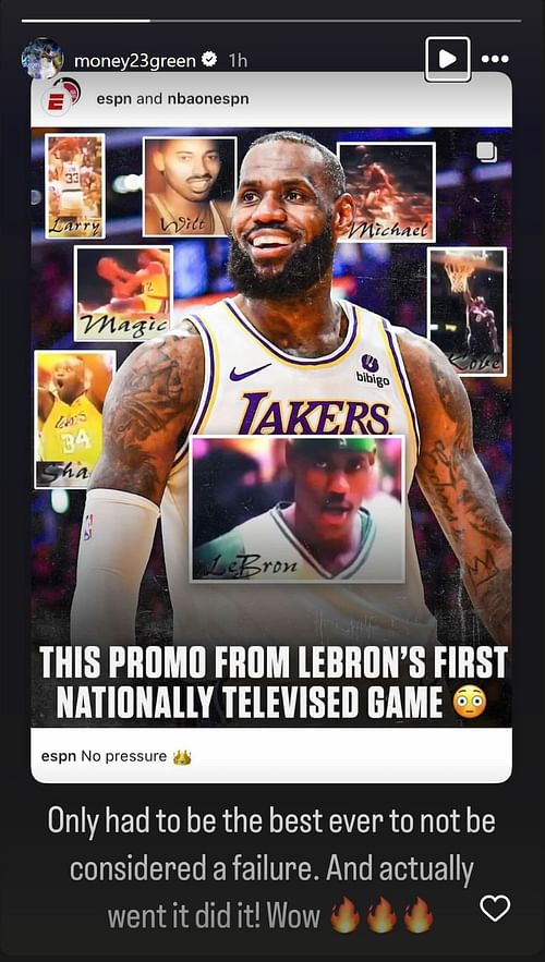 Draymond hails LeBron as one of the best (Image via Draymond's Instagram Stories)