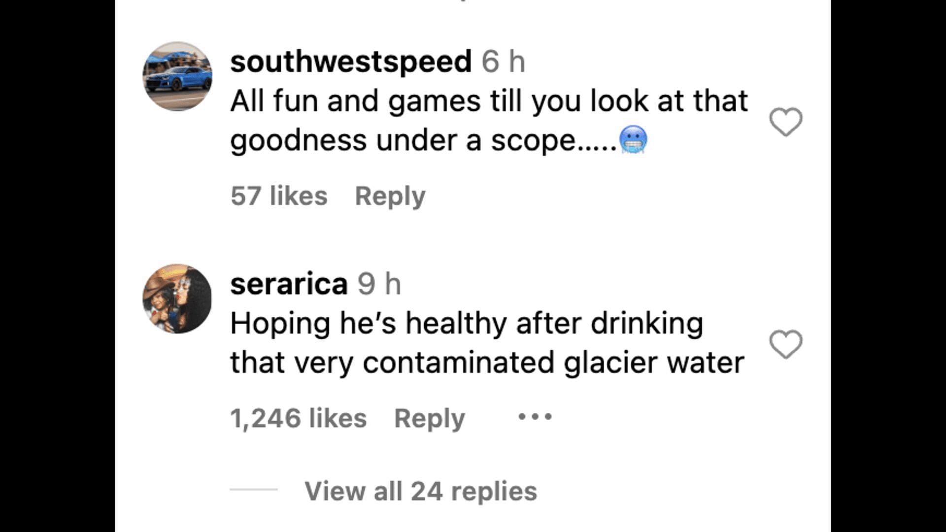 Social media users mocked the rapper as he shared a video of himself from Alaska drinking water from the glacier. (Image via Instagram)