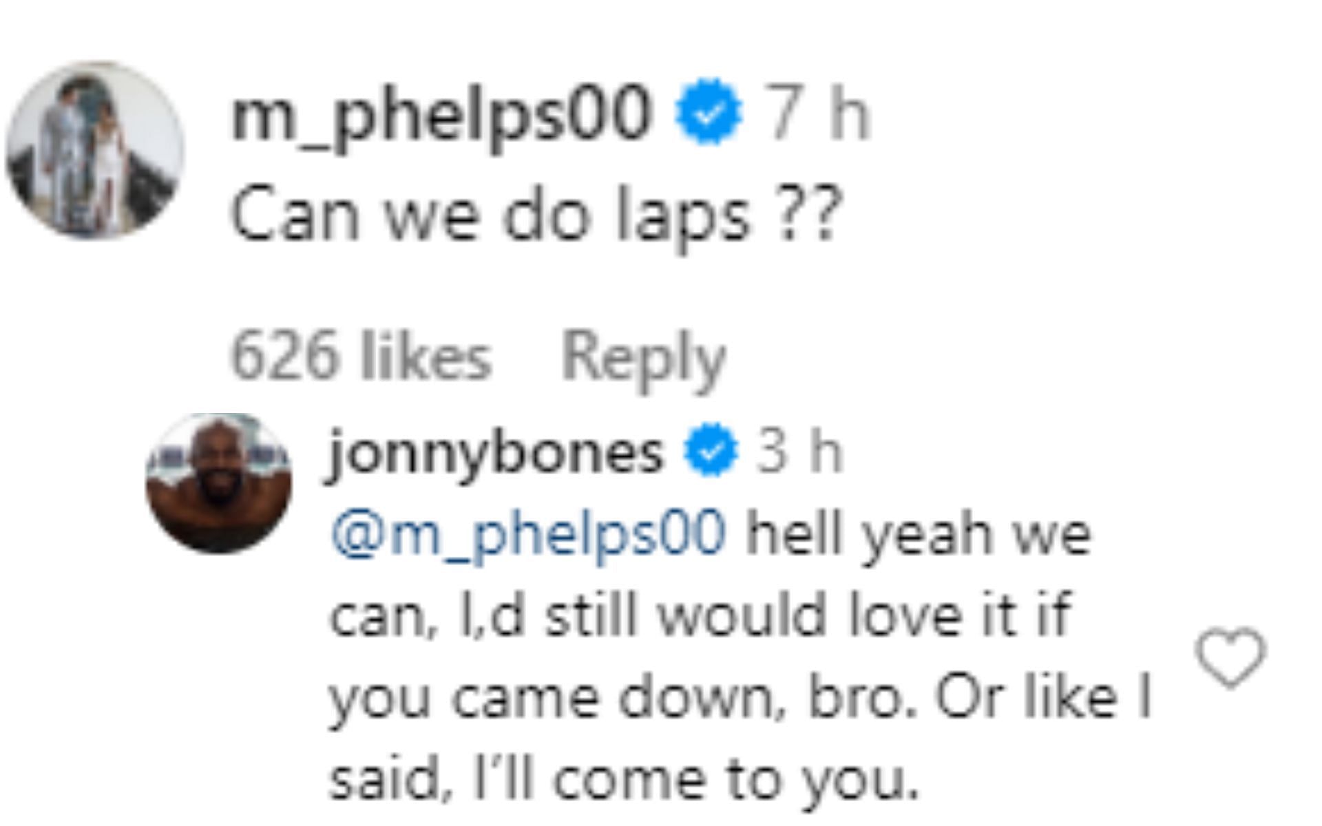 SS of Jon Jones&#039; Instagram comments