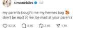 A screengrab of Simone Biles teasing fans- Source: Simone Biles' Threads