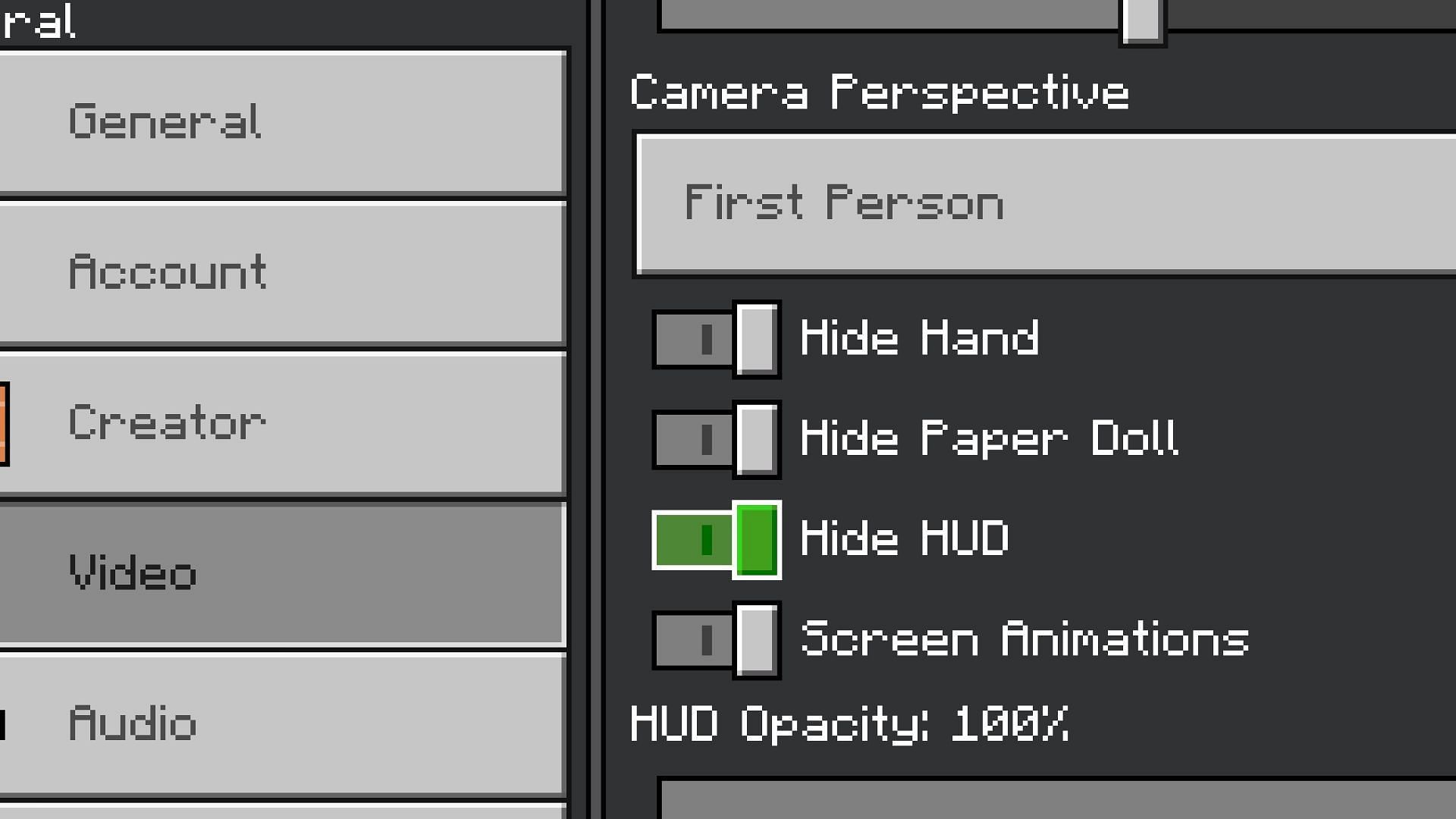 You can also hide the HUD in Minecraft (Image via Mojang Studios)