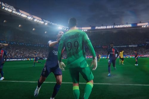 Italian Goalkeeper Gianluigi Donnarumma is likely to receive the highest OVR among the EA FC 25 PSG card ratings (Image via EA Sports)