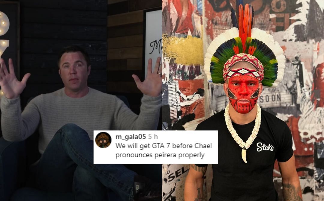 Fans react to Chael Sonnen (left) butchering the name of Alex Pereira (right) again [Image coutesy : Chael Sonnen on YouTube and @alexpoatanpereira on Insstgram]