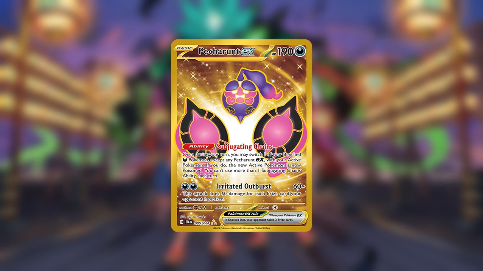 This card features the Mythical Pokemon of Kitakami, Pecharunt (Image via The Pokemon Company)