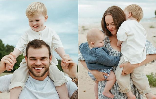 Alex DeBrincat and wife Lyndsey did family phtotoshoot on beach (Credit: Lyndsey DeBrincat IG)