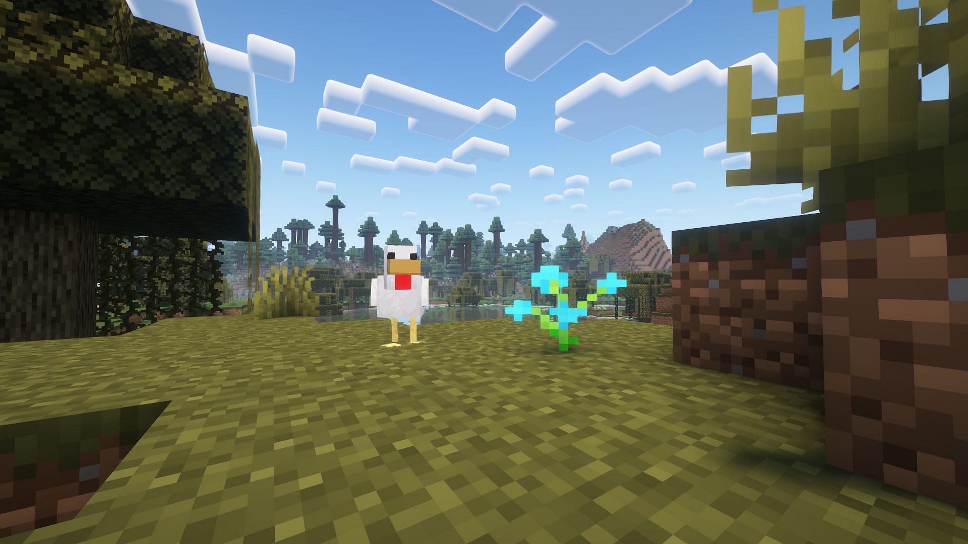 A blue orchid can be obtained by breaking it normally (Image via Mojang Studios)