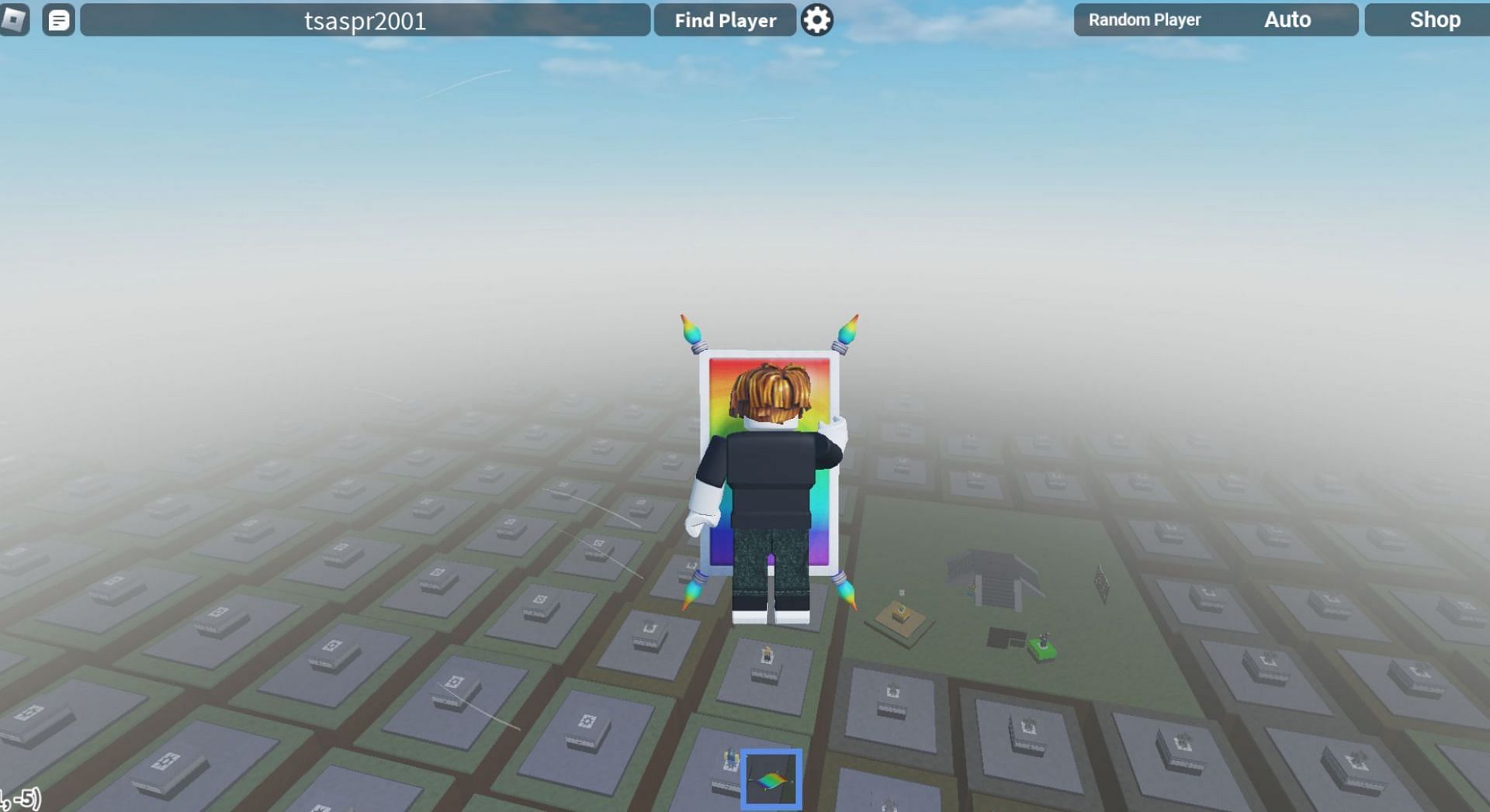 Using a flying carpet for traveling (Image via Roblox)