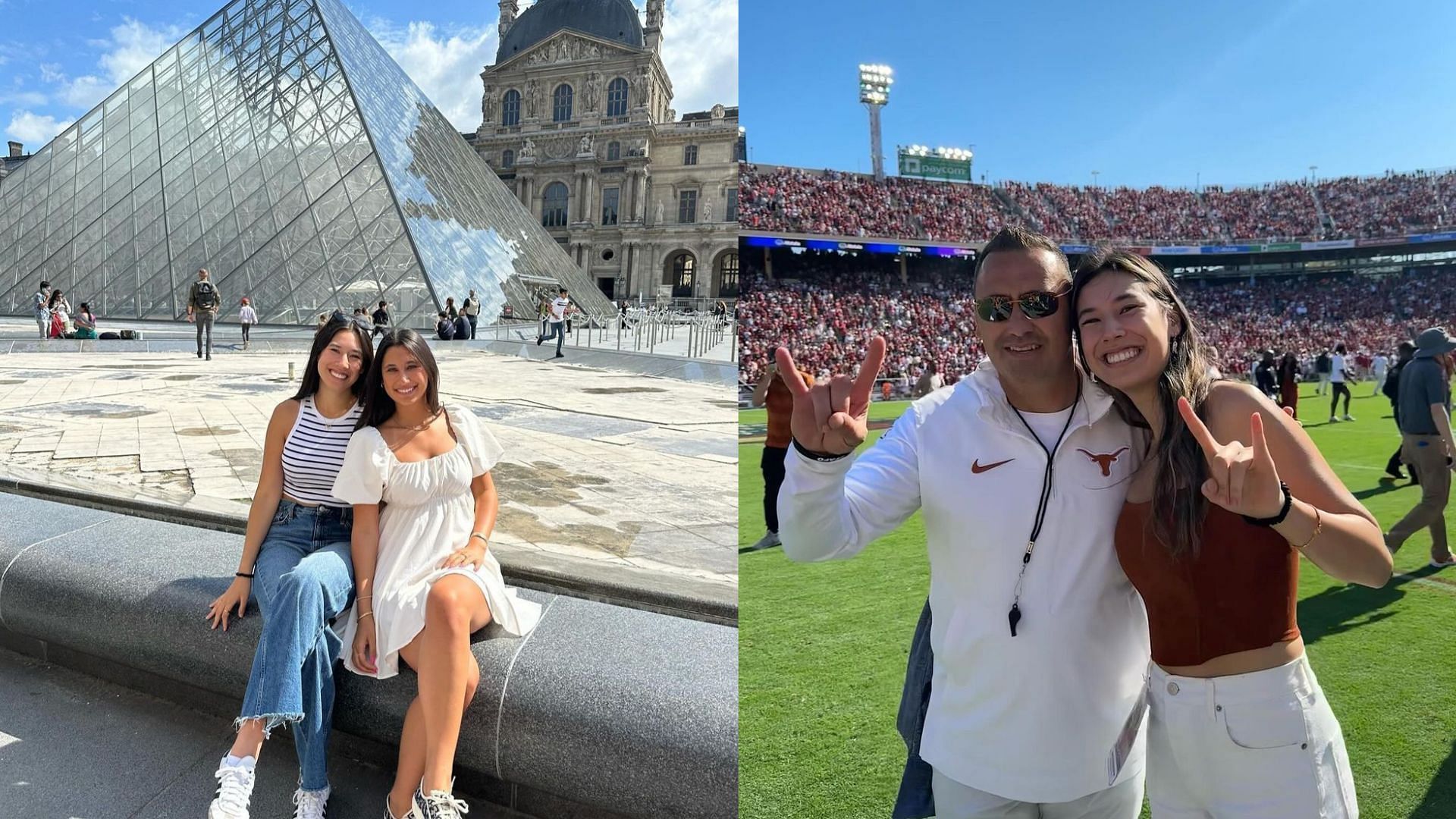 Texas coach Steve Sarkisian and his daughters, Taylor and Ashley (IG handle)