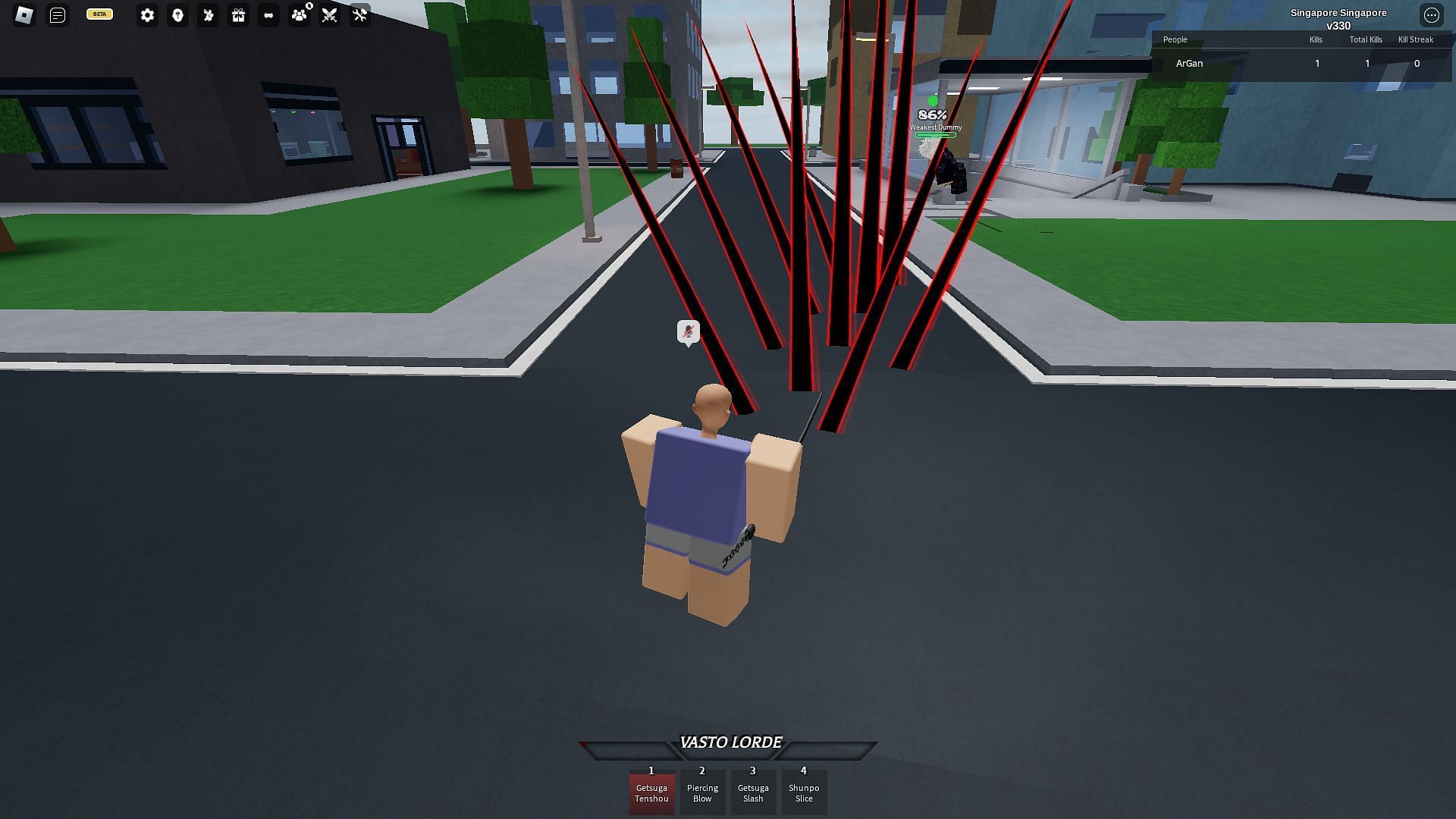 Getsuga Tenshou gameplay screenshot (Image via Roblox)