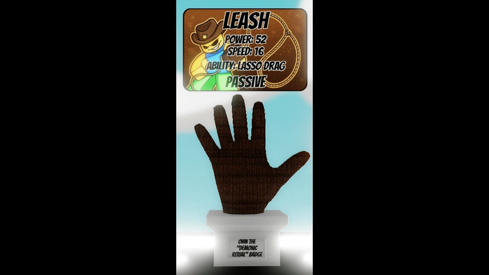 Screenshot of the Leash Glove&#039;s Stand (Image via Roblox)