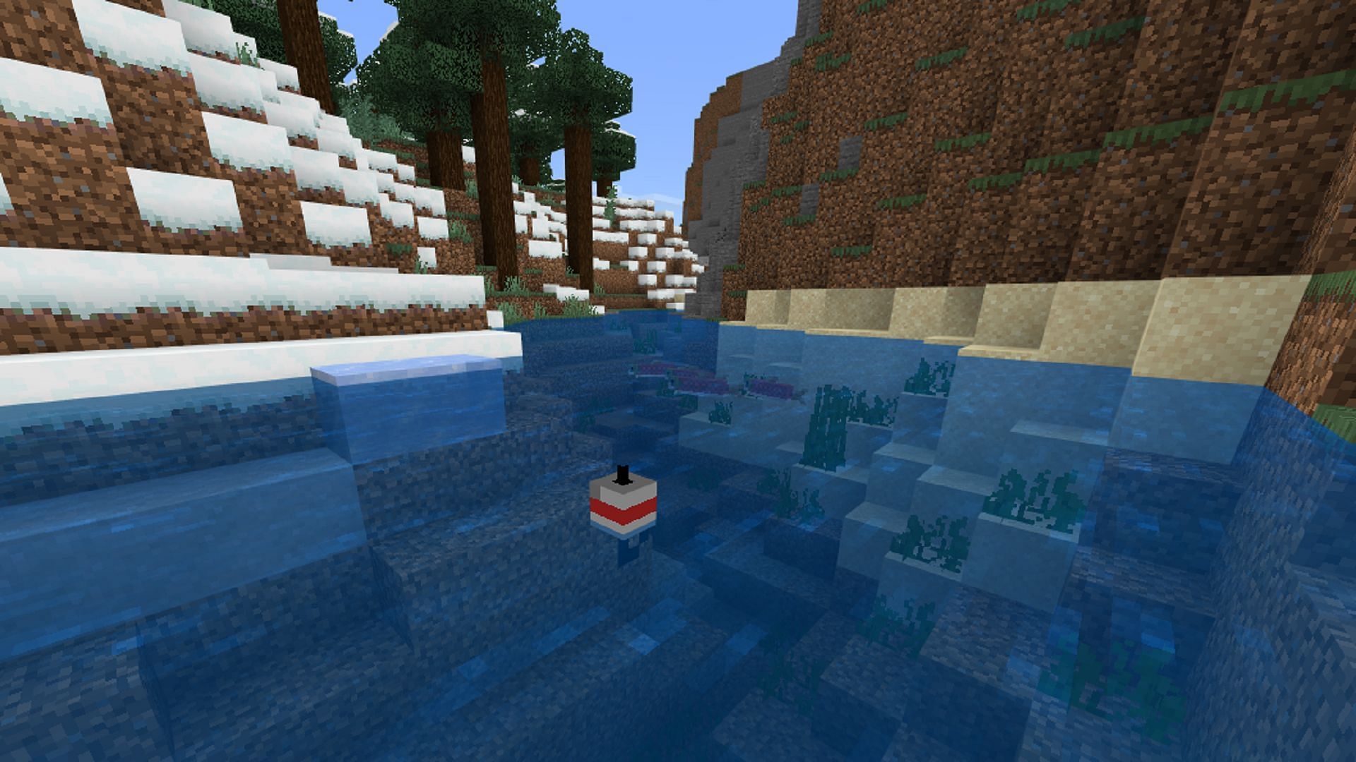 Fishing will be a fantastic way to get high-saturation foods on a Minecraft island (Image via Mojang)