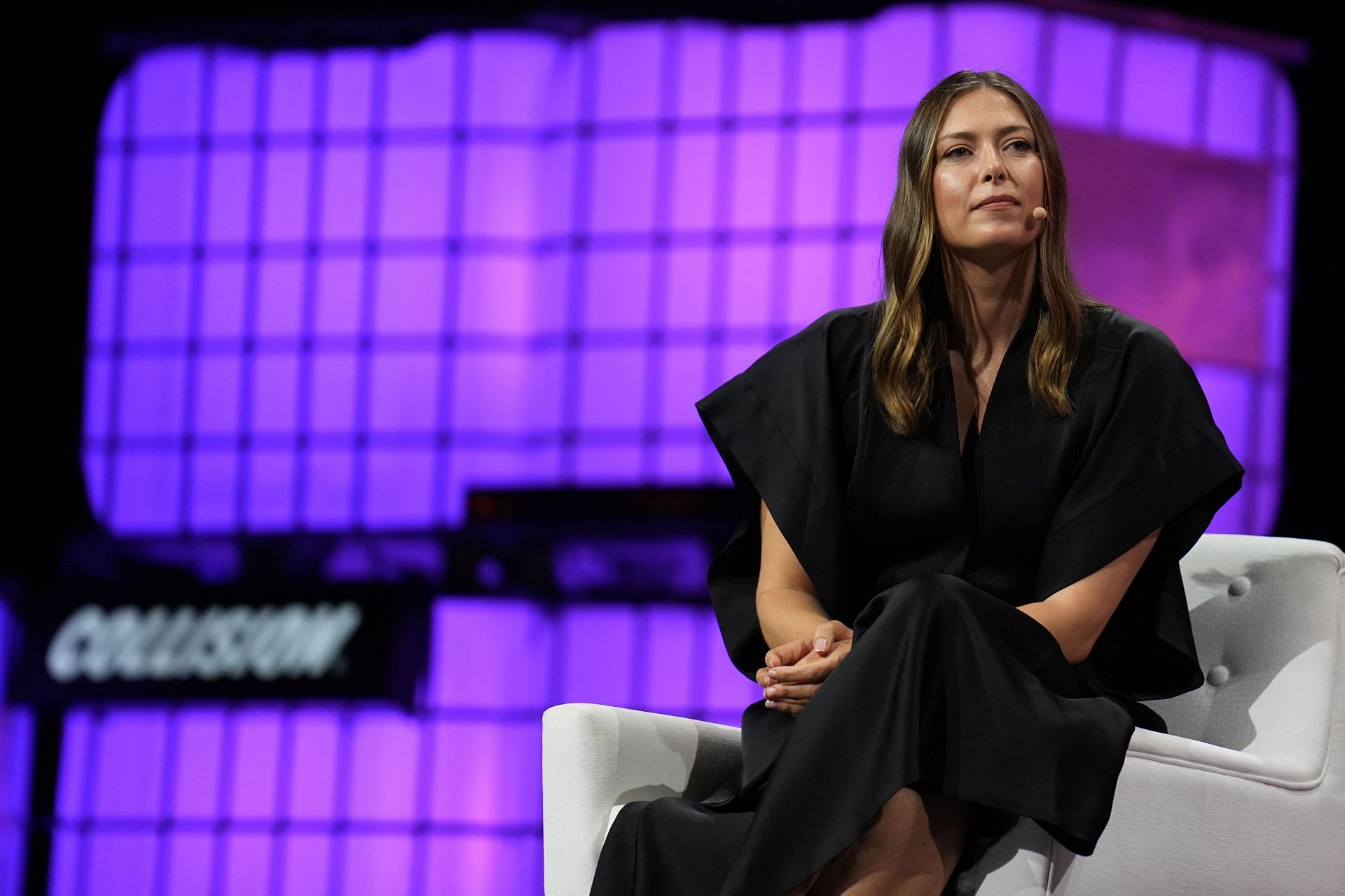 Russian tennis player Maria Sharapova, speaks at the 'Igniting a new era of sports' panel during Collision 2024 in Toronto, Ontario on June 19, 2024. (Photo via Getty Images)