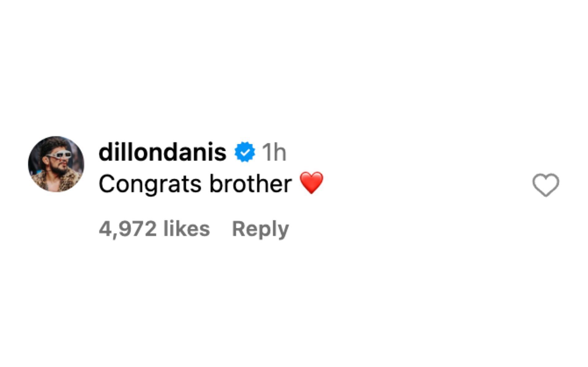 Dillon Danis commenting on Cristiano Ronaldo&#039;s Instagram post. [Image courtesy: @cristiano on Instagram]