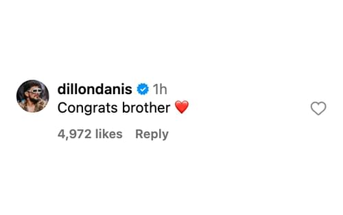 Dillon Danis commenting on Cristiano Ronaldo's Instagram post. [Image courtesy: @cristiano on Instagram]